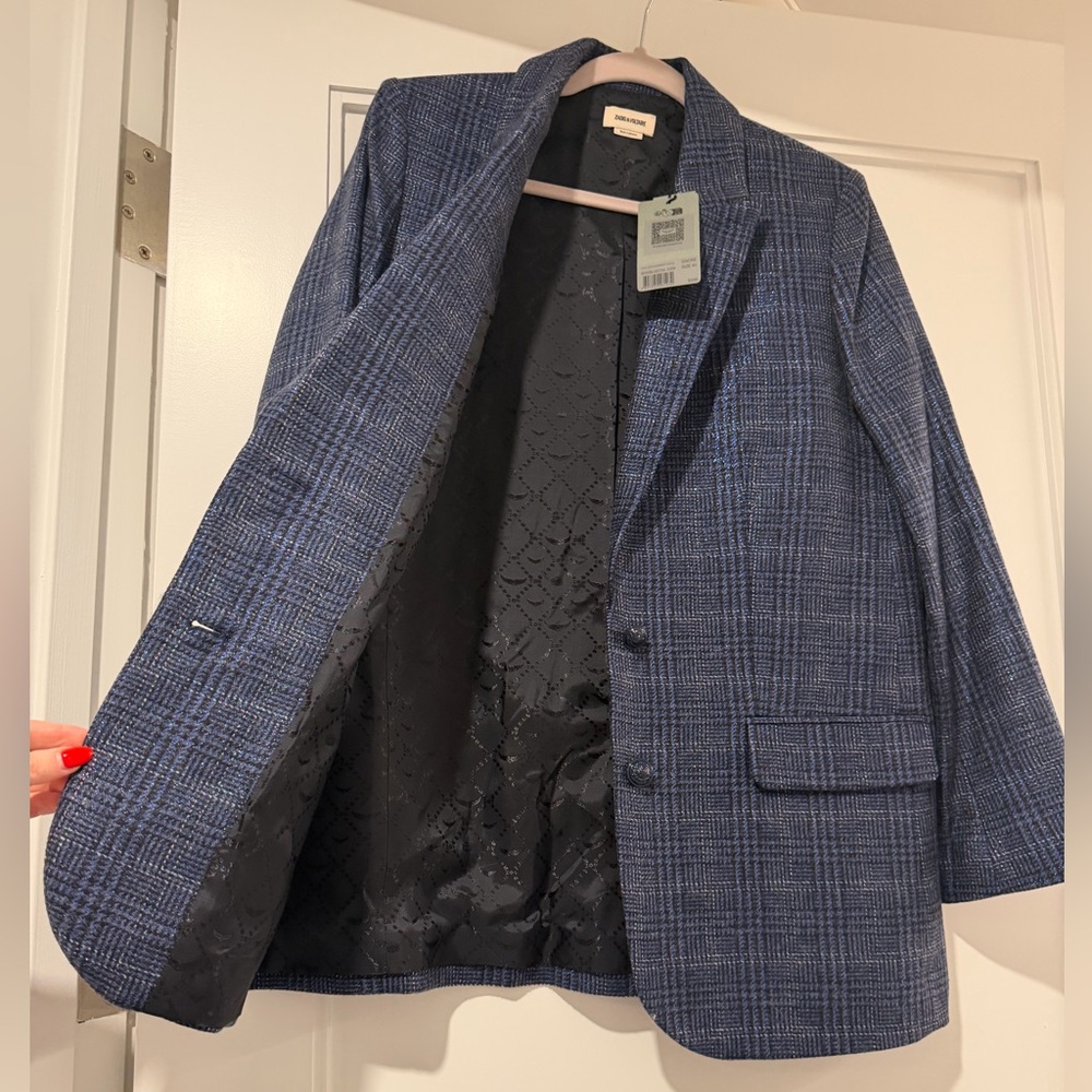 NWT Blue Zadig & Voltaire Viva Car Shimmer Blazer - Picture 6 of 10